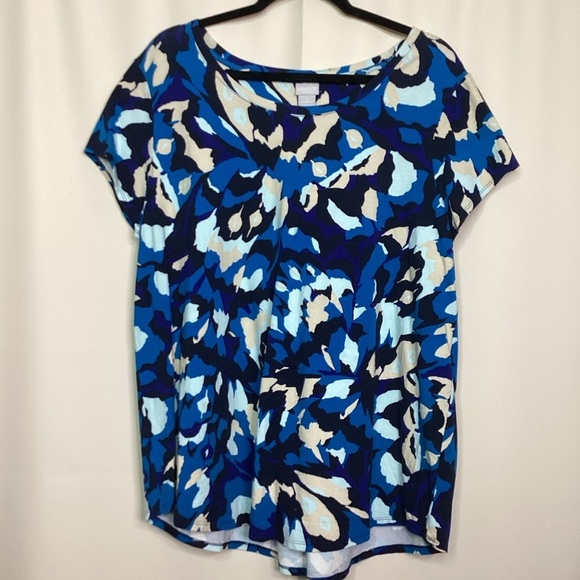Chico's plus size 3 16 18 Top Blue Multi Summer Blouse - Picture 1 of 7
